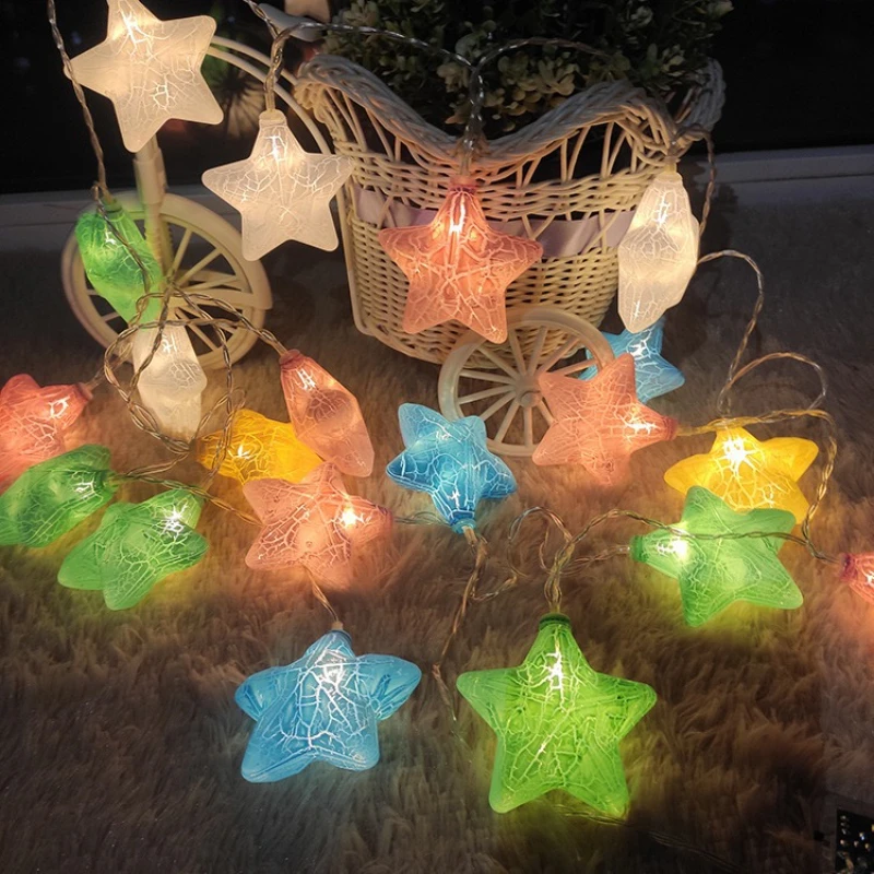 LED Cracked Pentagonal Star Light String Easter Egg Easter Egg Bell Round Ball Room Decoration Colored Light