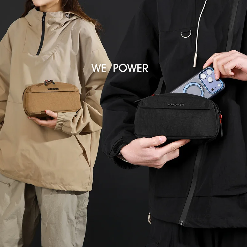 Nylon lightweight men's digital data cable storage bag, card bag, multi-layer convenient travel portable clutch