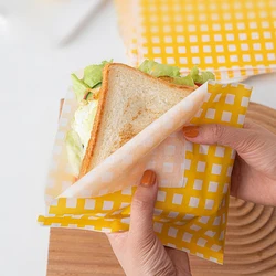 100Pcs Oilproof Kraft Paper Sandwich Wrappers Greaseproof Paper Bags Disposable Takeout Barbecue Pancakes Hamburger Pouch