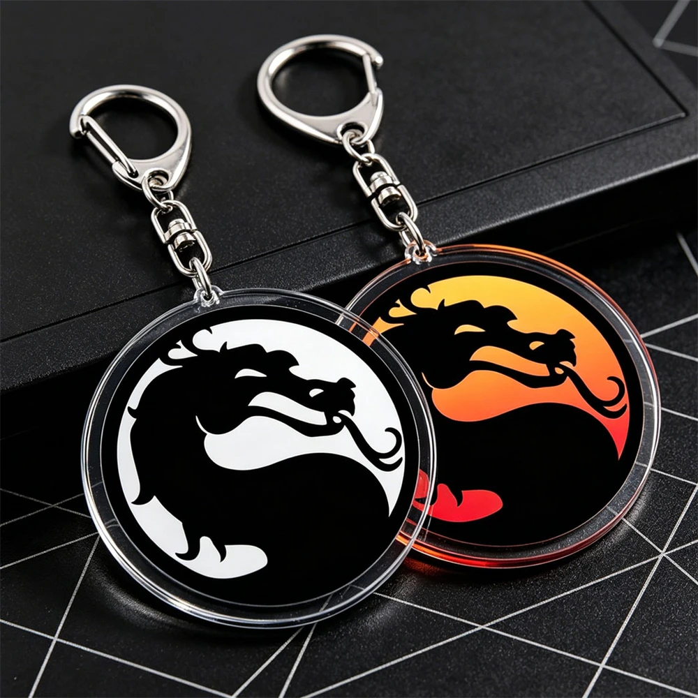 Mortal Kombat Keychains for Accessories Bag Musical Sub Zero Scorpion Baraka Kitana Raiden Keyring Jewelry Friends Fans Gifts