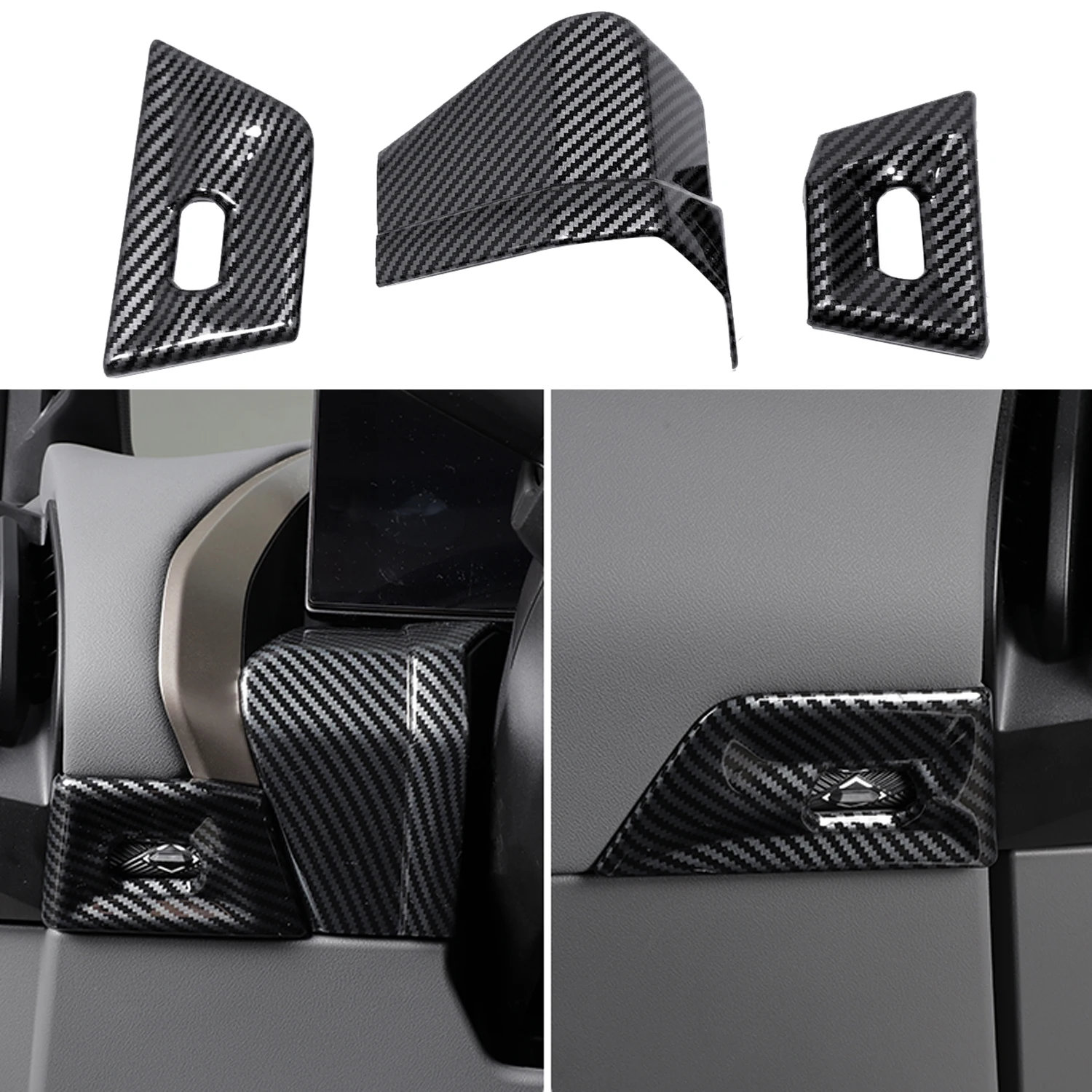 LHD For BMW X3 G45 Car Interior Accessories Side Air Condition Switch Button Overlay Cover Trim Carbon Fiber Style ABS 3pcs