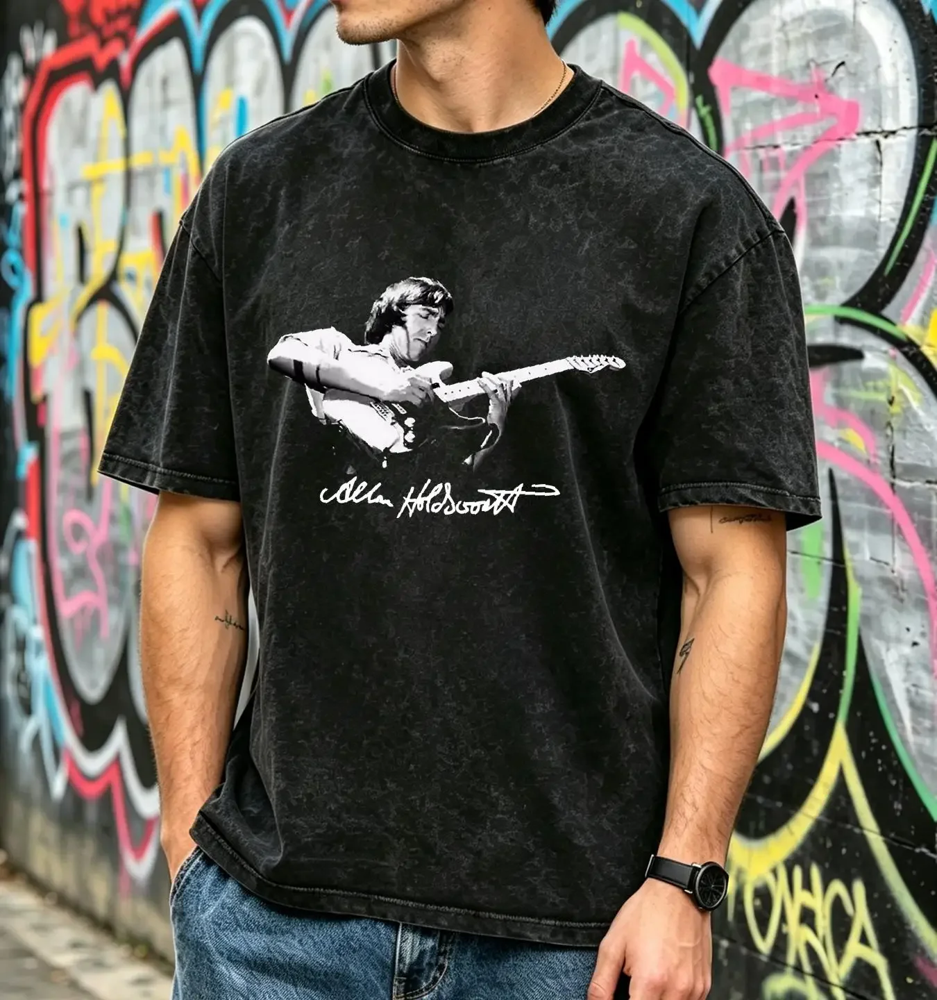 washed T Shirt Allan Holdsworth  All Sizes S to 5 XL T01 vintage Washed fashion Versatile Breathable Casual Stretched