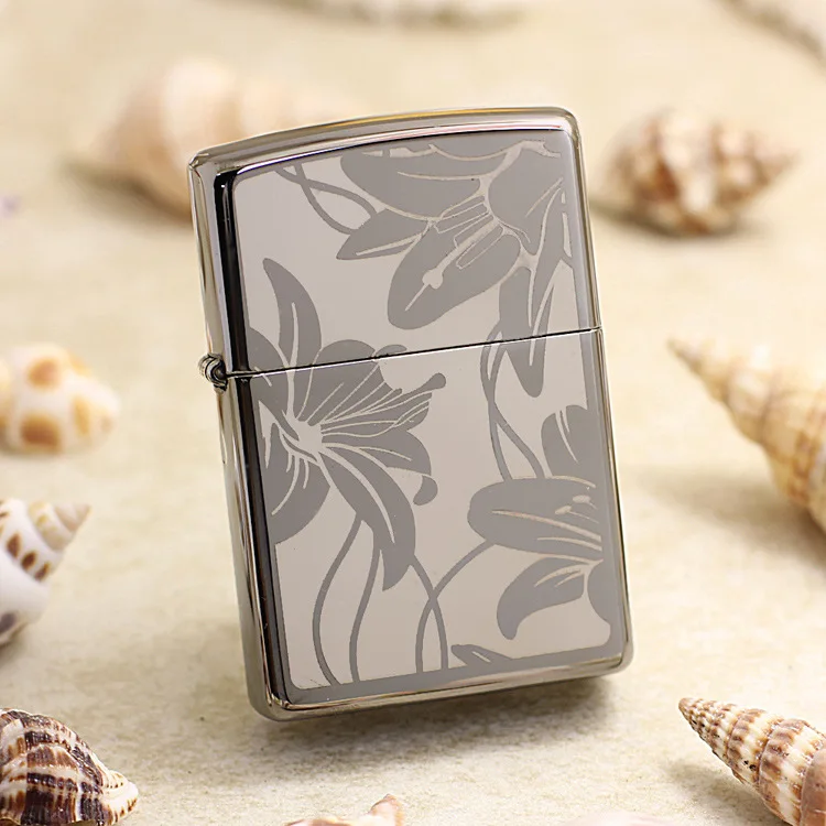 

Genuine Zippo oil lighter copper windproof Black ice morning glory Kerosene lighters Gift anti-counterfeiting code