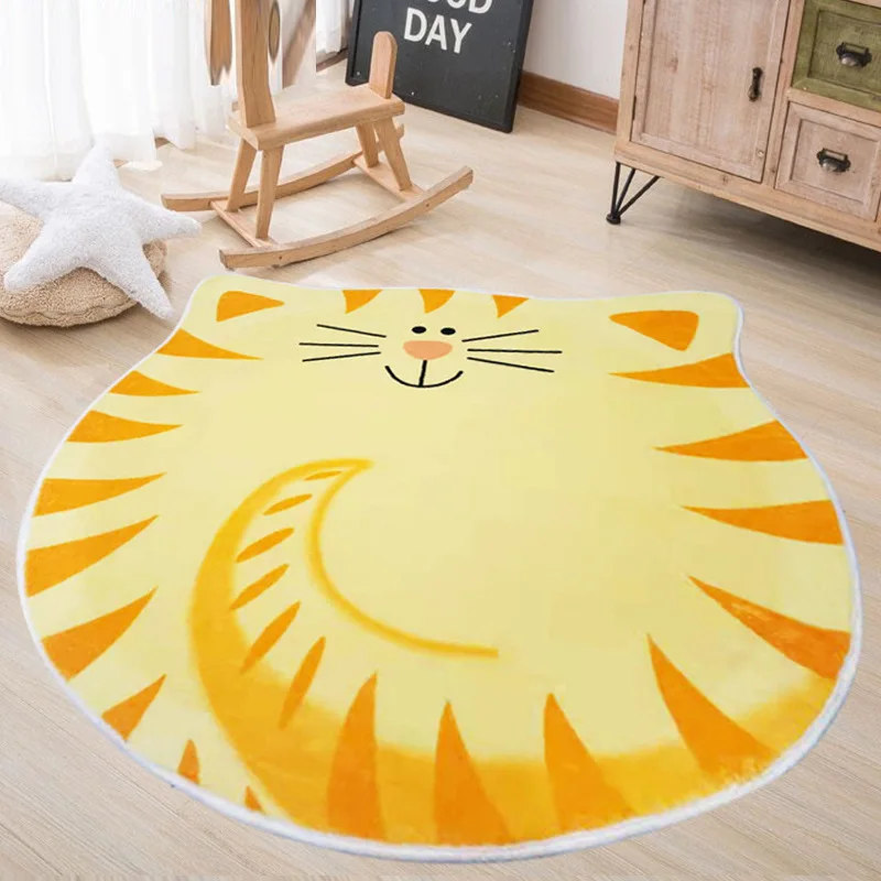 

Cartoon Fun Non-Slip Carpet For Children'S Room Thicken Lamb Velvet Rug Nordic Home Decor Girls Bedroom Kawaii Cat Shaped Carpet