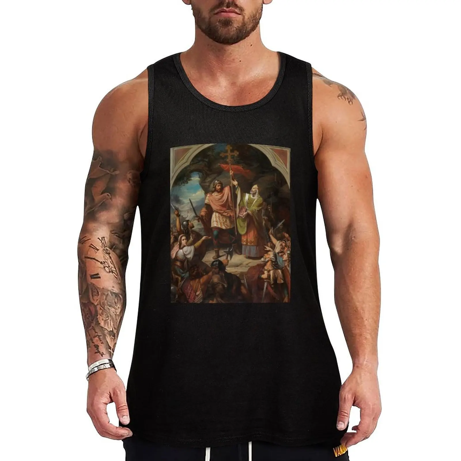 Batalla de Covadonga (1855) - Camiseta sin mangas con gráfico divertido de Luis de Madrazo, camiseta sin mangas con estampado humorístico