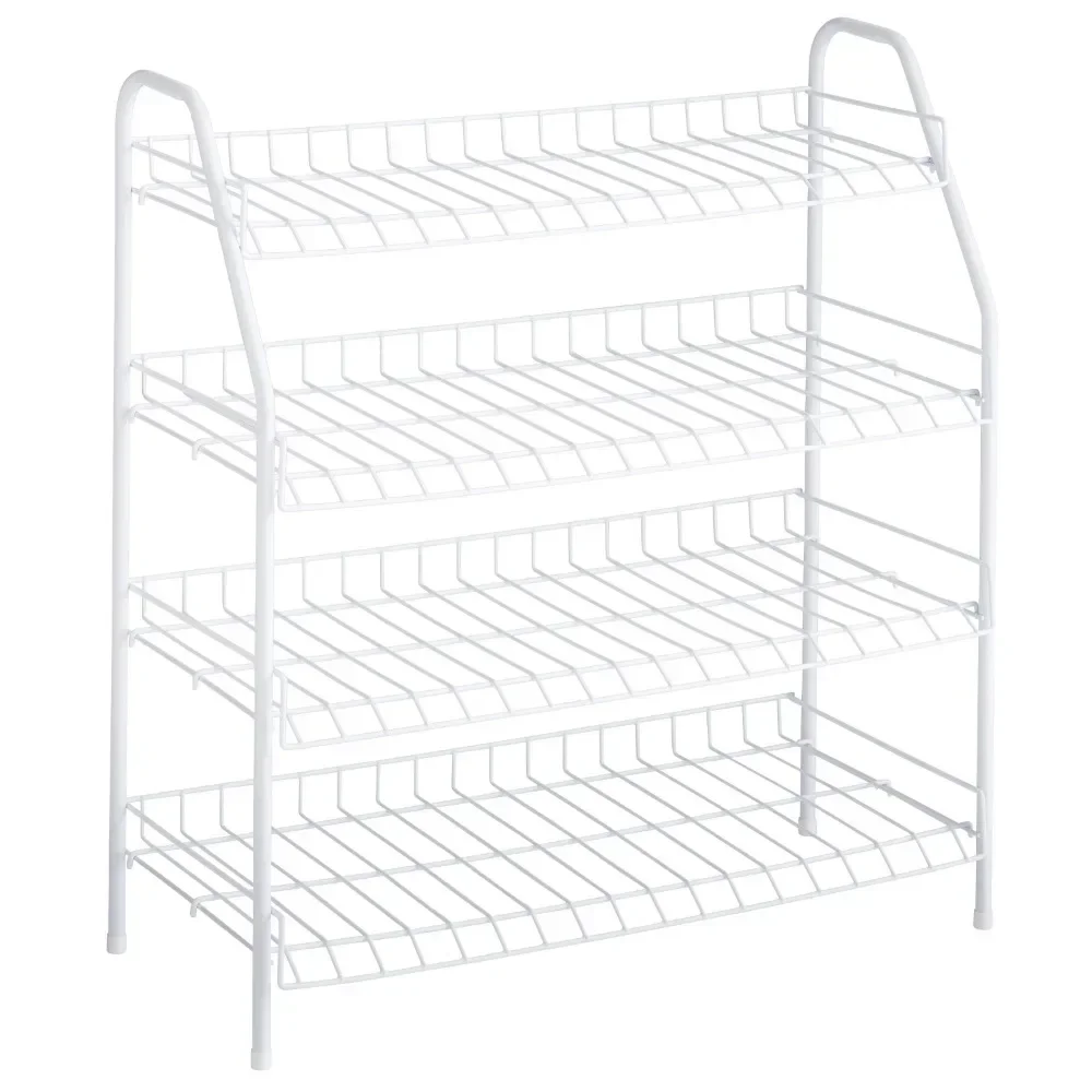 

Freestanding 4-Tier Wire Shelf Shoe Rack and Organizer White Shoe-shelf Shoes Organizers Shoerack Storage Clothing