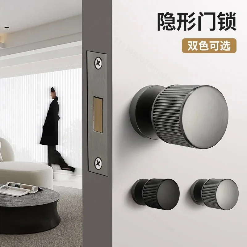 Black Minimalist Invisible Door Lock Hidden Single Sided Handle for Secret Room Background Wall Special for Invisible Doors