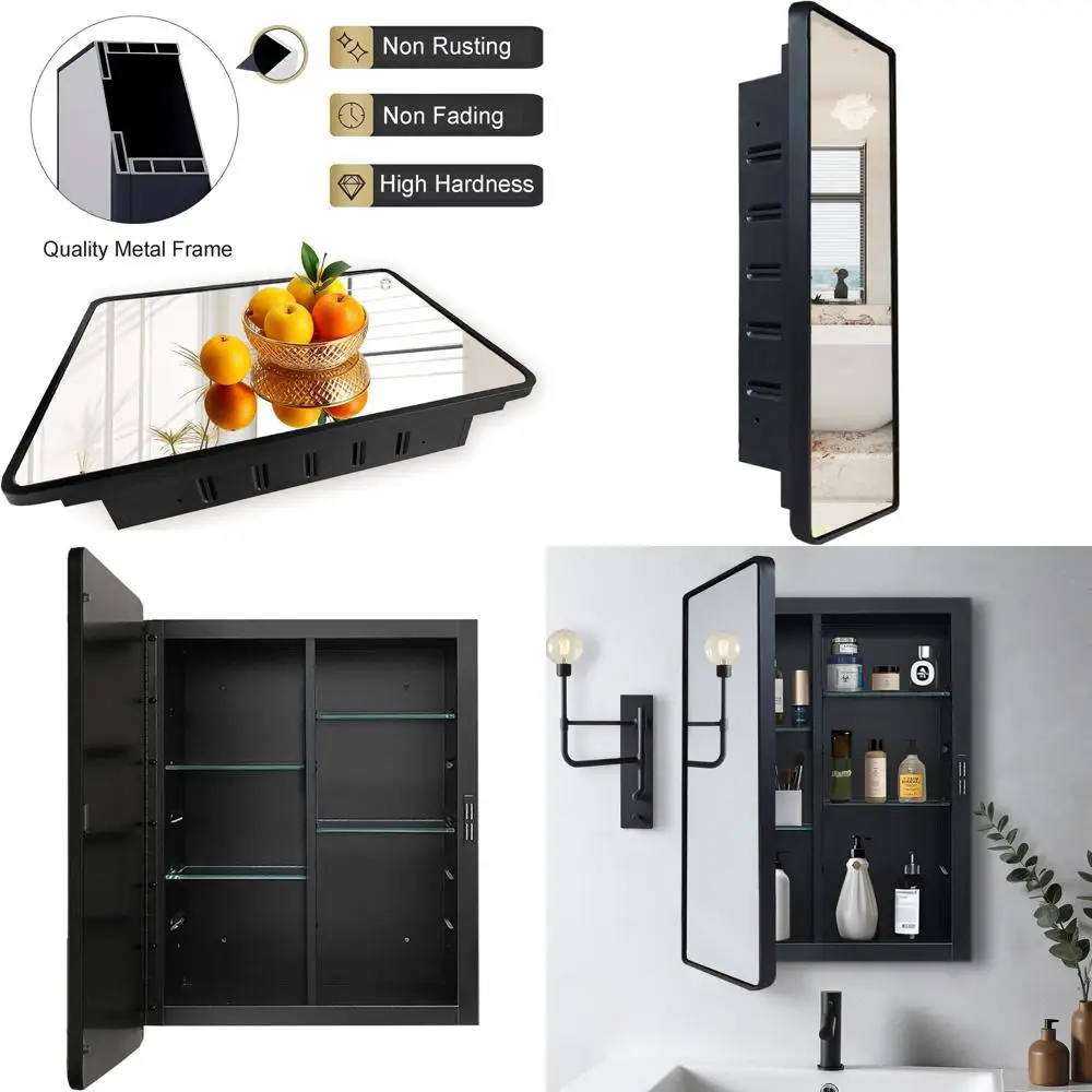 

24x30 Inch Metal Medicine Cabinet with Mirror and Storage, Adjustable Shelves, Wall Mount, Left or Right Door Swing