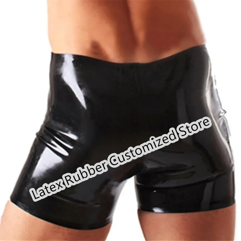 Natural Latex Mens Boxer Shorts Rubber Fetish Tight Black Panties Underwear Handmade