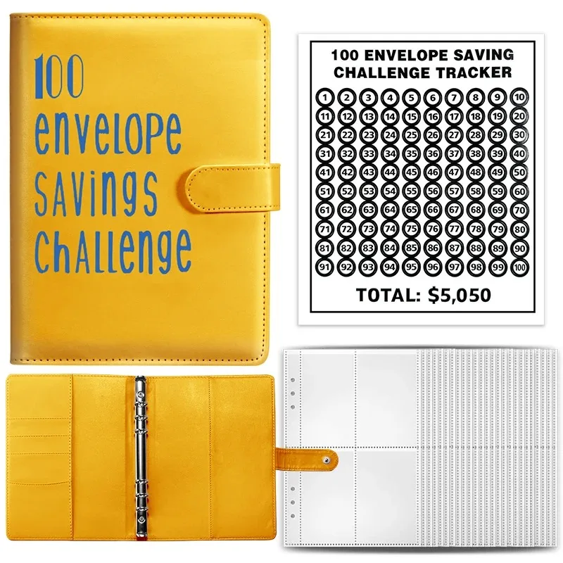 

Savings Challenges 100 Envelopes Notebook A5 Money Saving Challenge Binder with Cash Envelopes Easy and Fun Way To Save $5,050