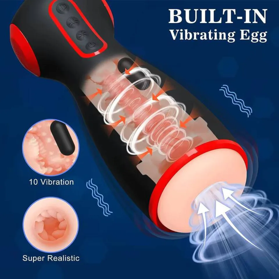 Fully Automatic Retractable Male Masturbator Pocket Pussy Vaginal Anal Vibrator Aircraft Cup Adult Sex Toys For Men
