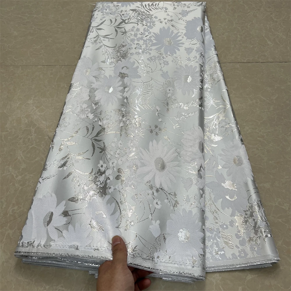 African Nigerian Tulle Lace Fabric, Organza Embroidery Guipure Party Gown Dress Brocade Jacquard Wedding,5Yard,High Quality,2024