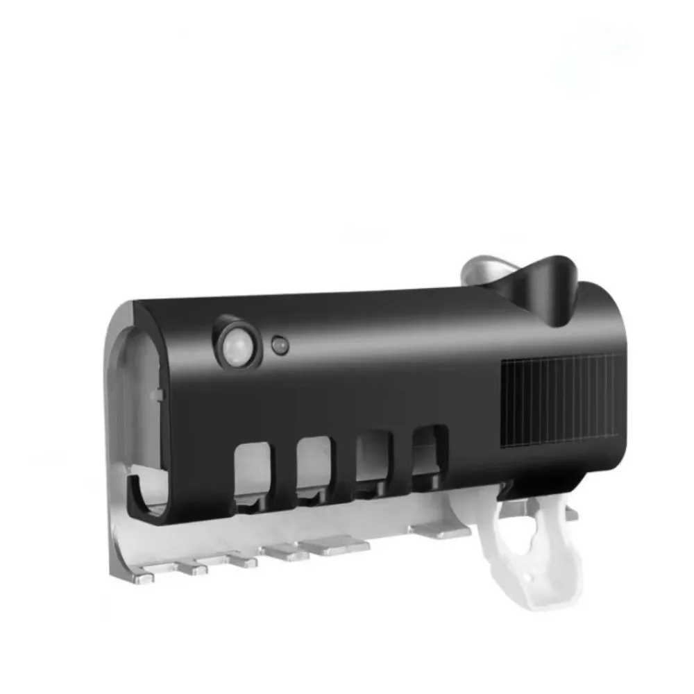 USB Recharge Automatic Toothpaste Dispenser Wall Mount Solar Powered Smart Toothbrush Holder No-Drill Installation