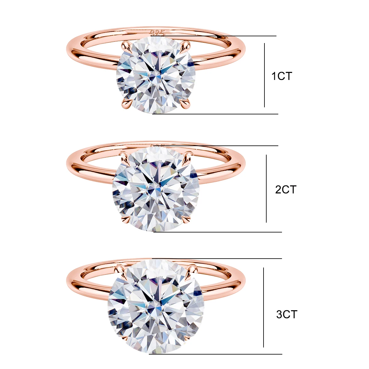 Szjinao 1ct 2ct 3ct 5ct D Color Moissanite Ring Rose Gold For Women Engagement Jewelry With GRA Certificate High Quality Gift