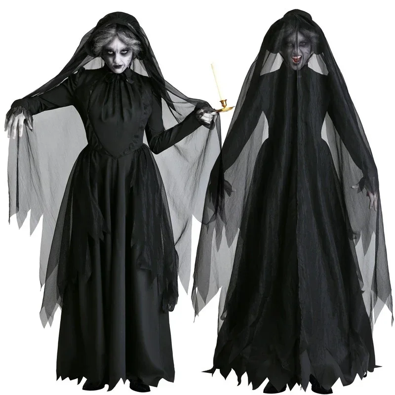 

2025 Costume d'Halloween Cosplay Horreur pour Femme, Sorcière, Vampire Zombie Effrayant, Carnaval, Fantôme Effrayant