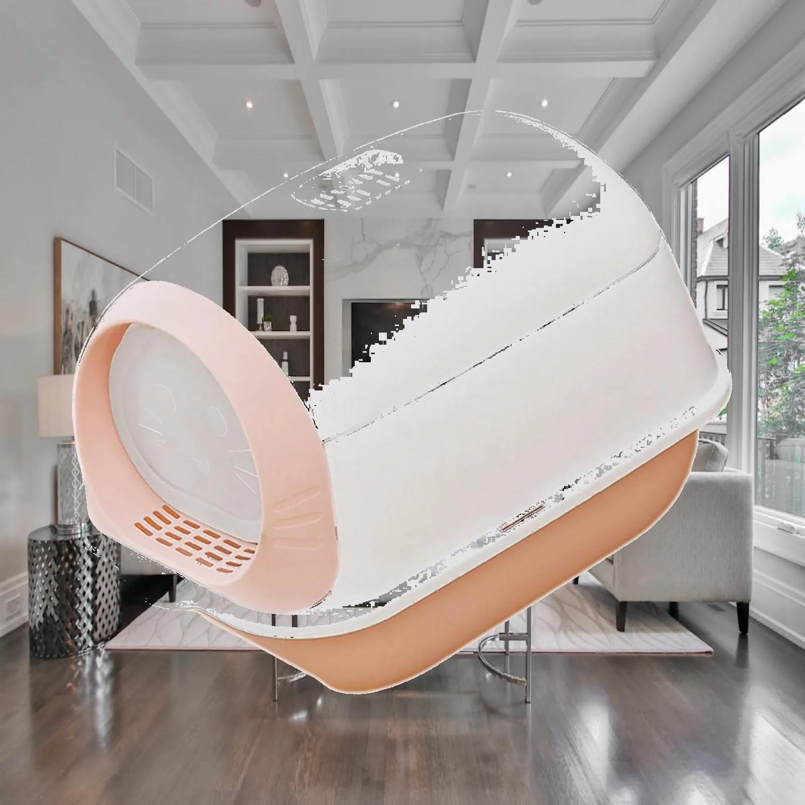Hooded Cat , Enclosed Potty Toilet Deep Loo Spoon ,Pan Bedpan Pet