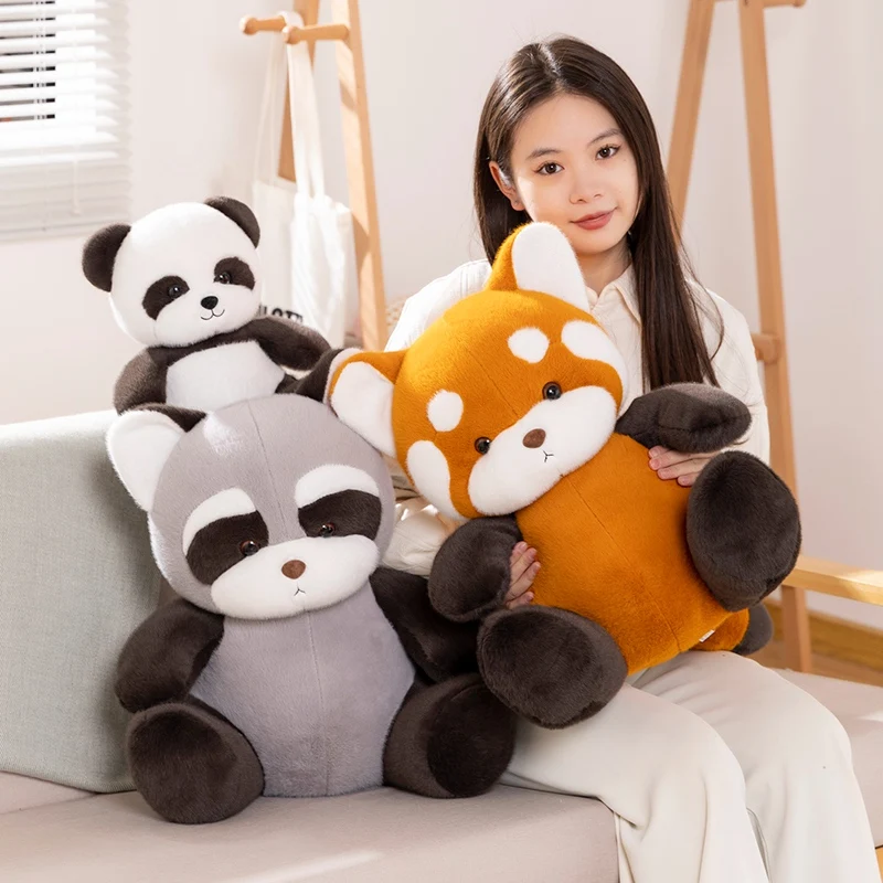 

Cute Sitting Panda Plush Toy Cartoon Stuffed Animal Lovely Bear Raccoon Baby Appease Doll Soft Pillow Kawaii Deco for Girls Gift