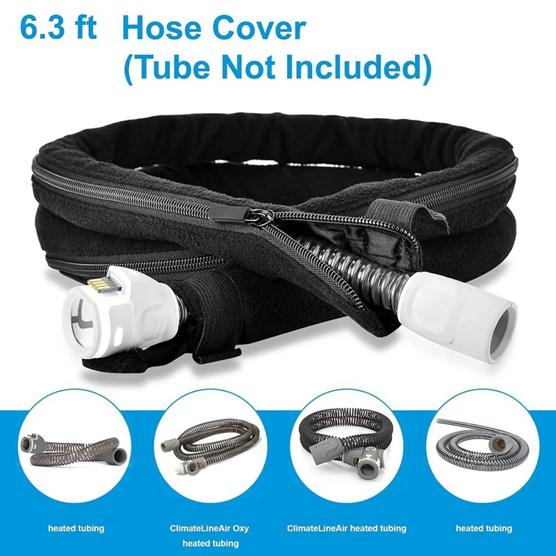 6 Foot 4 Inch CPAP Hose Cover For Resmed Climatelineair Airsense 11 10 Heated Tubing, Full Zipper CPAP Tube Cover