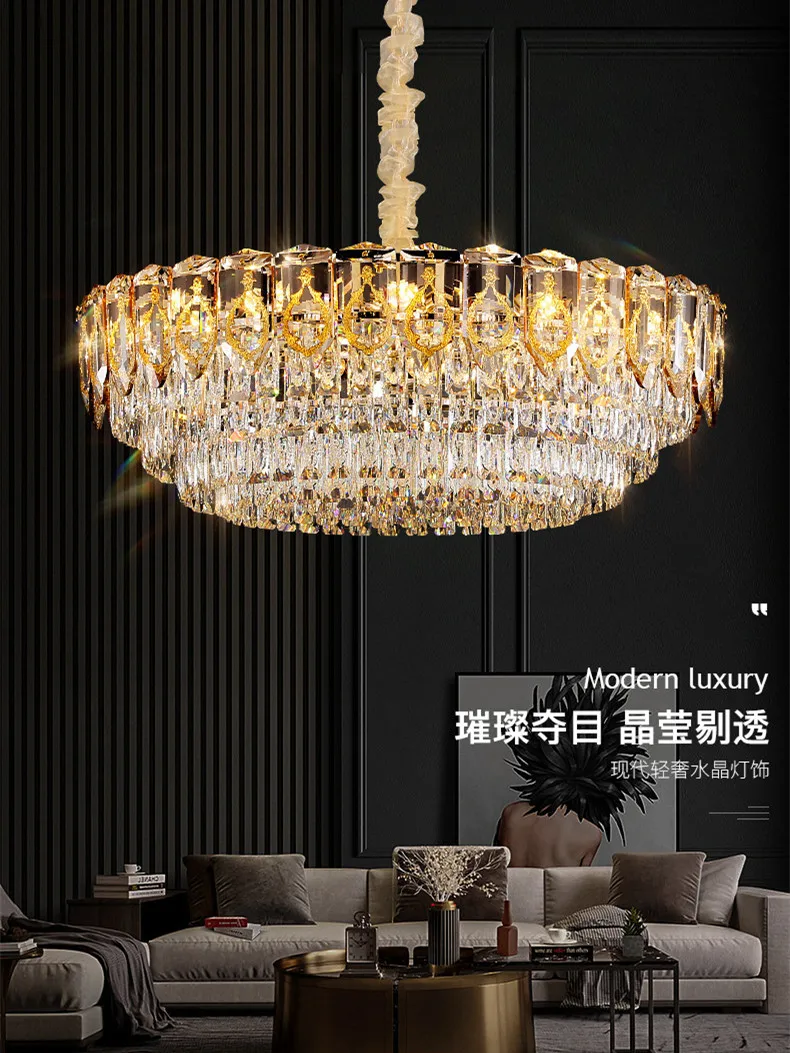 

Crystal Chandelier Living Room Bedroom Dining Room Modern Simple High-End Luxury Atmospheric Round Italian Restaurant Chandelier