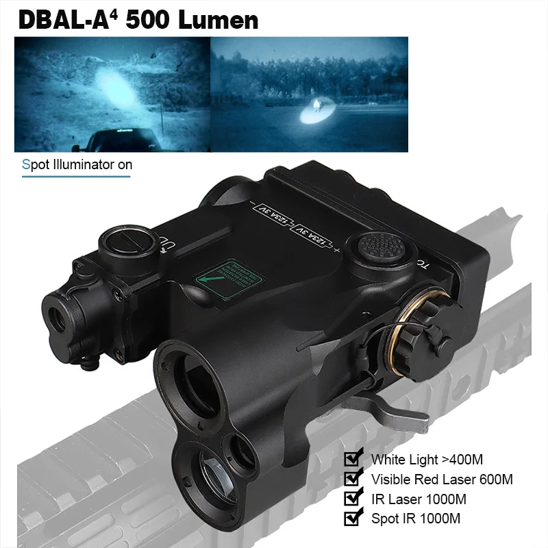 

Tactical DBAL-A4 LASER Dbal A4 Dual Beam Aiming Laser With Visible/Infrared Laser/infrared spot/Flood Illuminator/tactical light