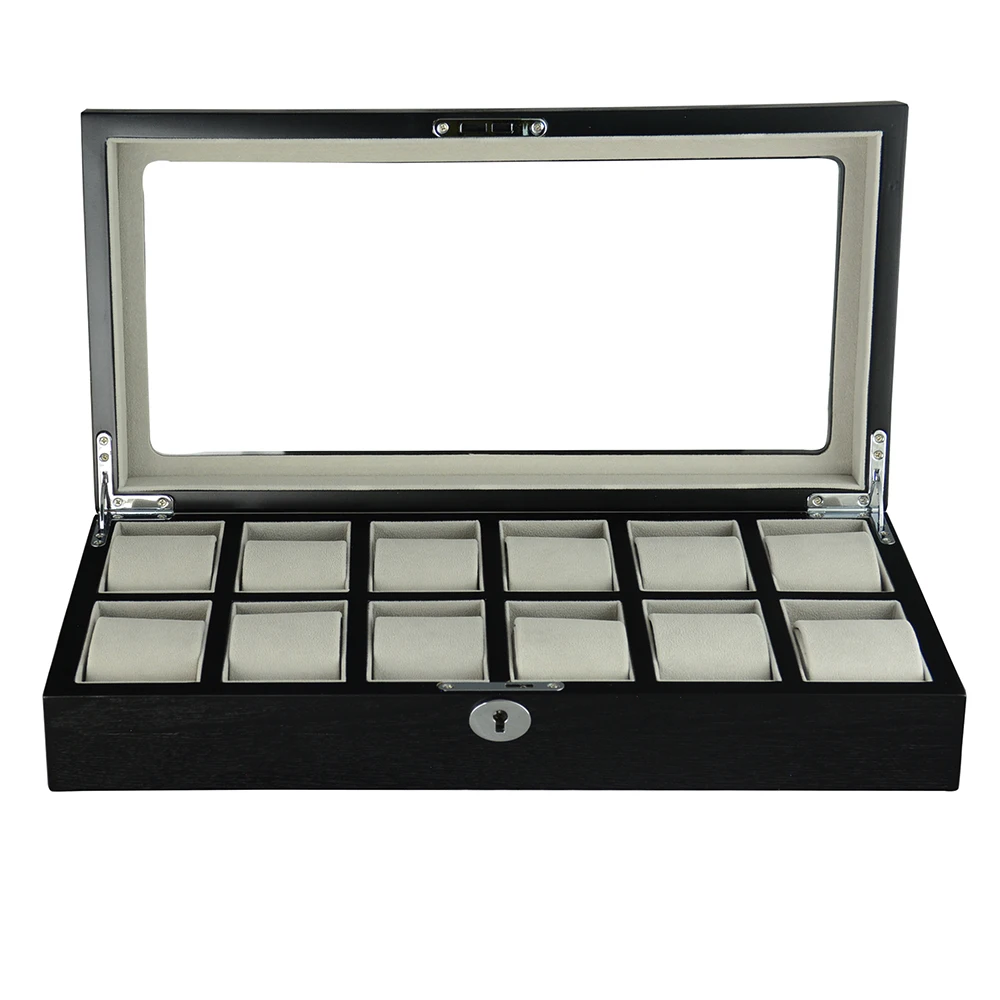 12 Slots Watch Case Storage Box Watch Box Glass Top Watch Organizer Watch holder For Men Watches