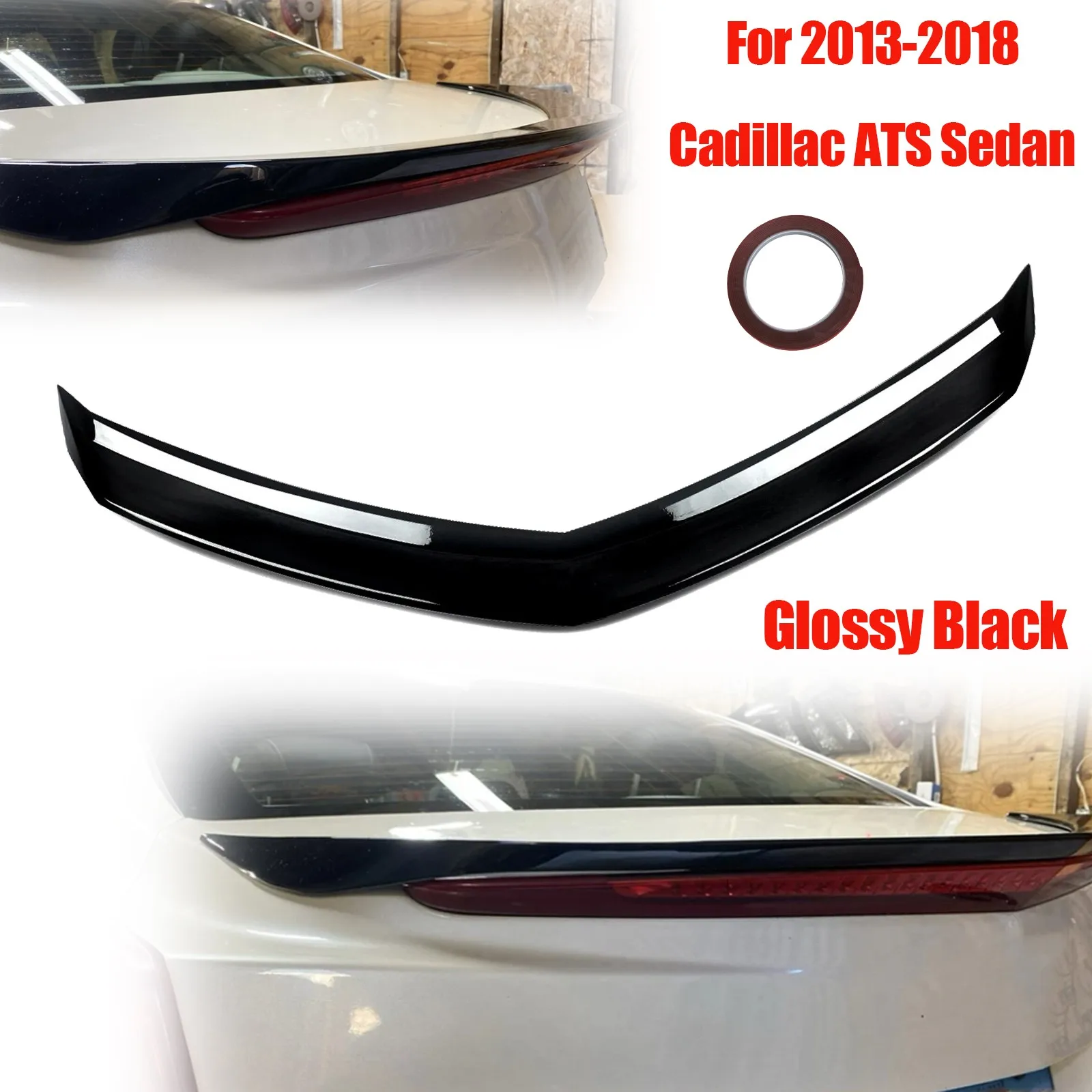 

V Style Rear Trunk Wing Spoiler For Cadillac ATS Sedan 2013-17 2018 Glossy Black