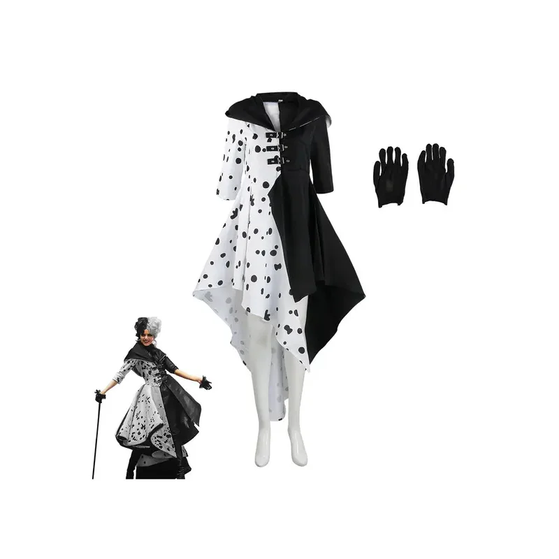 ฮาโลวีน 101 Loyal Dog คอสเพลย์ชุดแม่มดสีดําและสีขาว Kuira Deville Spotted เครื่องแต่งกายชุด
