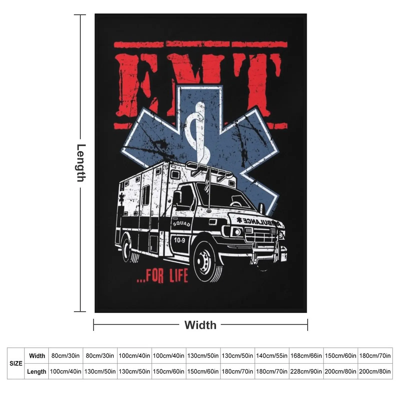 EMT For Life EMS Ambulance Throw Blanket couch cozy soft plush fuzzy picnic outdoor blanket