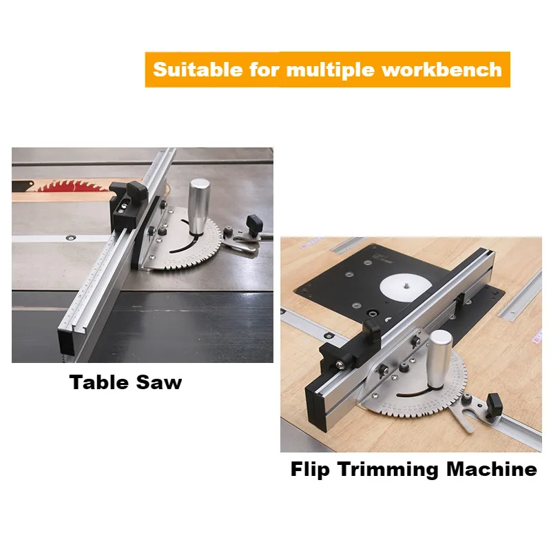 Woodworking Angle Miter Gauge Tenon Fence T Track Push Ruler Guide Router/Saw Table 450mm Mortise Tenon and Chute Stopper