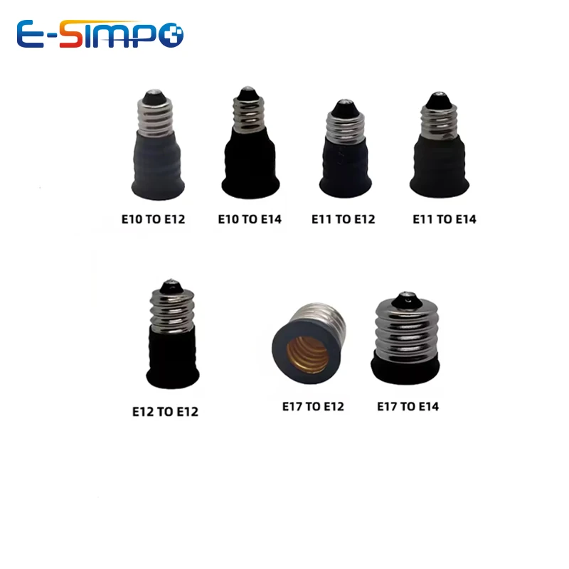 2PCS E10-E12 E11-E12 E11-E14 E12-E12 E10-E14 E17-E14 Light Socket adapter E10 to E12 Candelabra lamp holder converter,Install