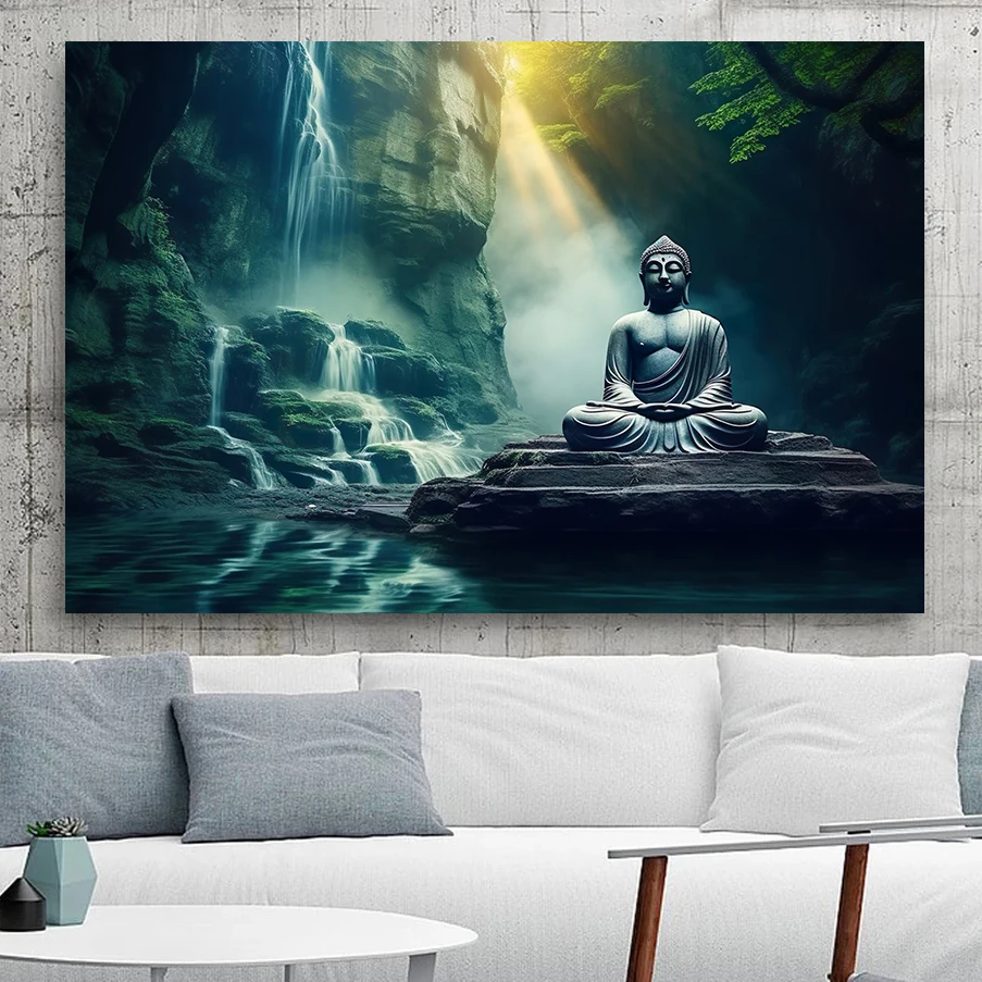 Spiritual Zen Colorful Buddha Face Enlightenment Posters Peaceful Meditation Prints Canvas Painting Wall Picture Home Room Decor