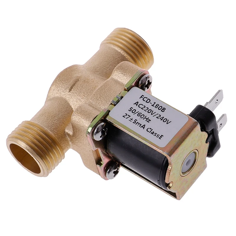 Válvula Solenoide eléctrica de latón G1/2 pulgadas para calentador de agua Solar, 1 unidad