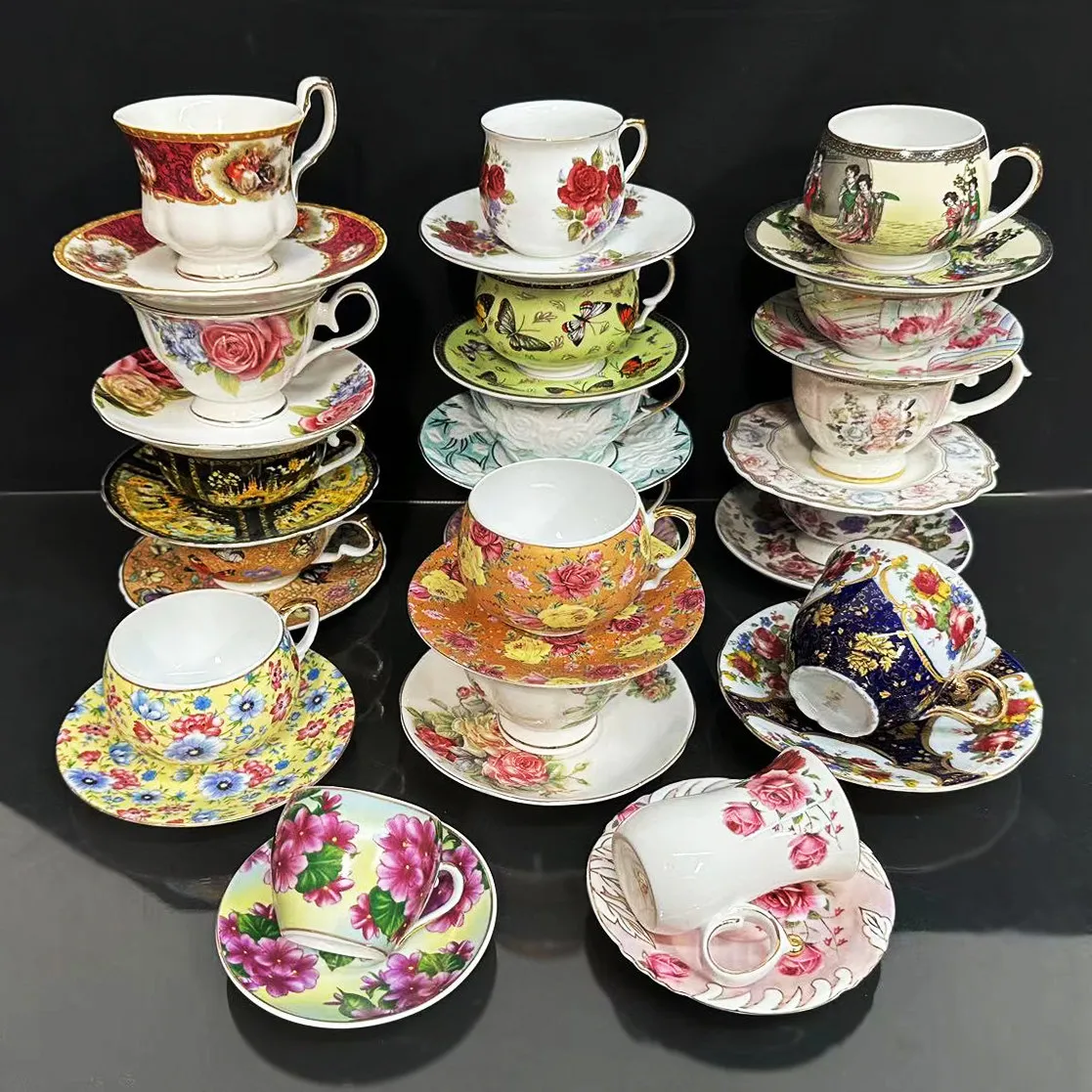 British-style black tea cup and saucer, creative bone china coffee cup and saucer, Italian espresso cup and saucer