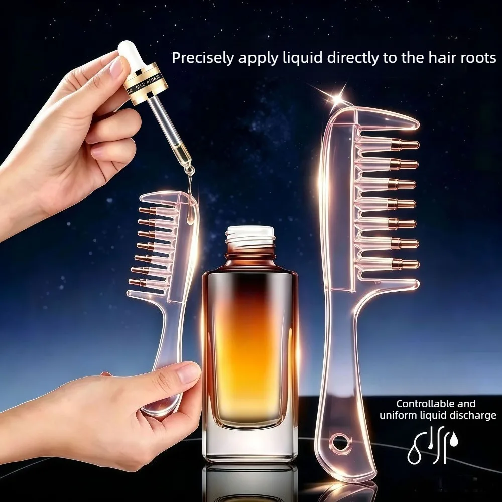Portable Transparent Hair Root Comb Liquid Guide Applicator Scalp Massage Comb Hair Oil Serum Brush Anti Leak Hair Care Tools