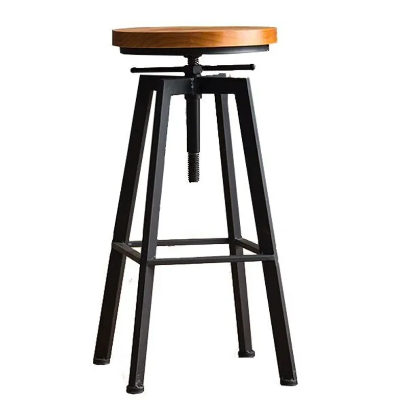 

Vintage Iron Bar Chair Industrial Wind Rotating Bar Stool Home Lifting Bar Chairs Solid Wood High Stools Home Dinning Chairs