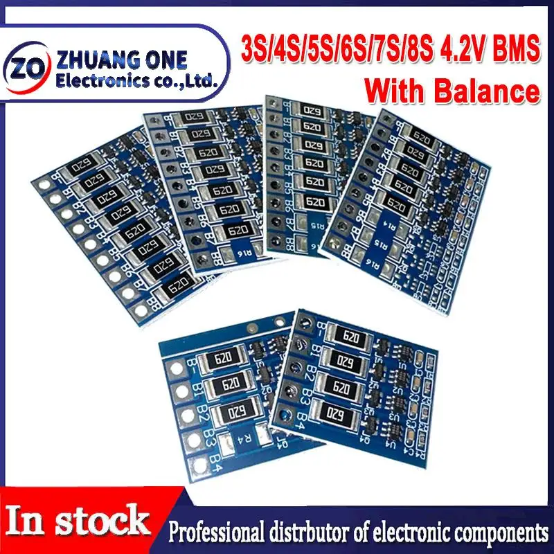 3S 4S 5S 6S 7S 8S 21V 4.2v li-ion balancer board 18650 li-ion balncing full charge battery Balance Function Protection Board