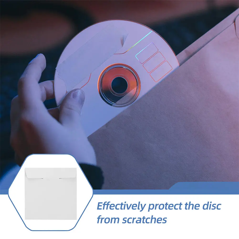 10Pcs White Flat Cd Mailer Envelopes Cd Storage Sleeves for Discs Vinyl Inner Sleeves USB Memory Cards Secure Mailing Protection