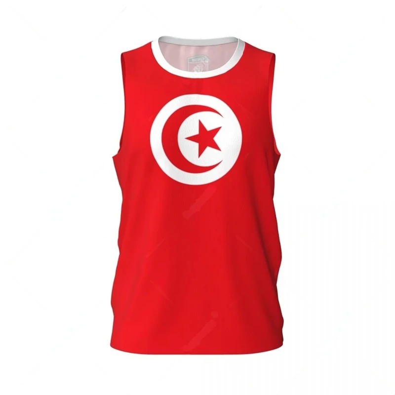 Tunisia Flag Basketball Tank Top Fashion Summer 3D National Emblem Printed Jersey Vest Loose Breathable Sports Sleeveless Tees