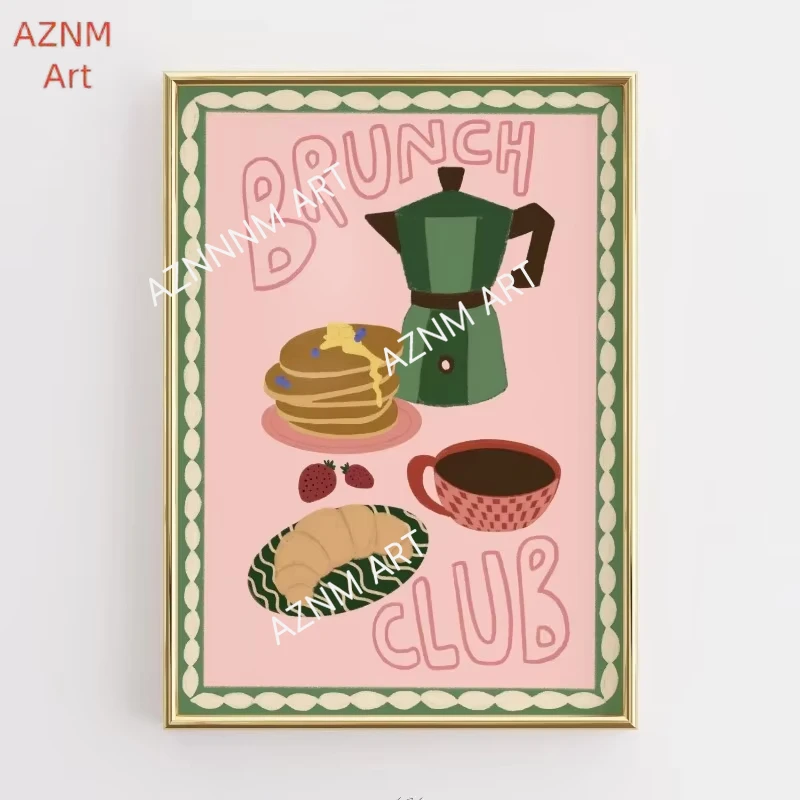 Funny Kitchen Quote Poster Retro Food Illustration Canvas Painting Print Coffee Lover Wall Art Picture Modern Kitchen Home Decor