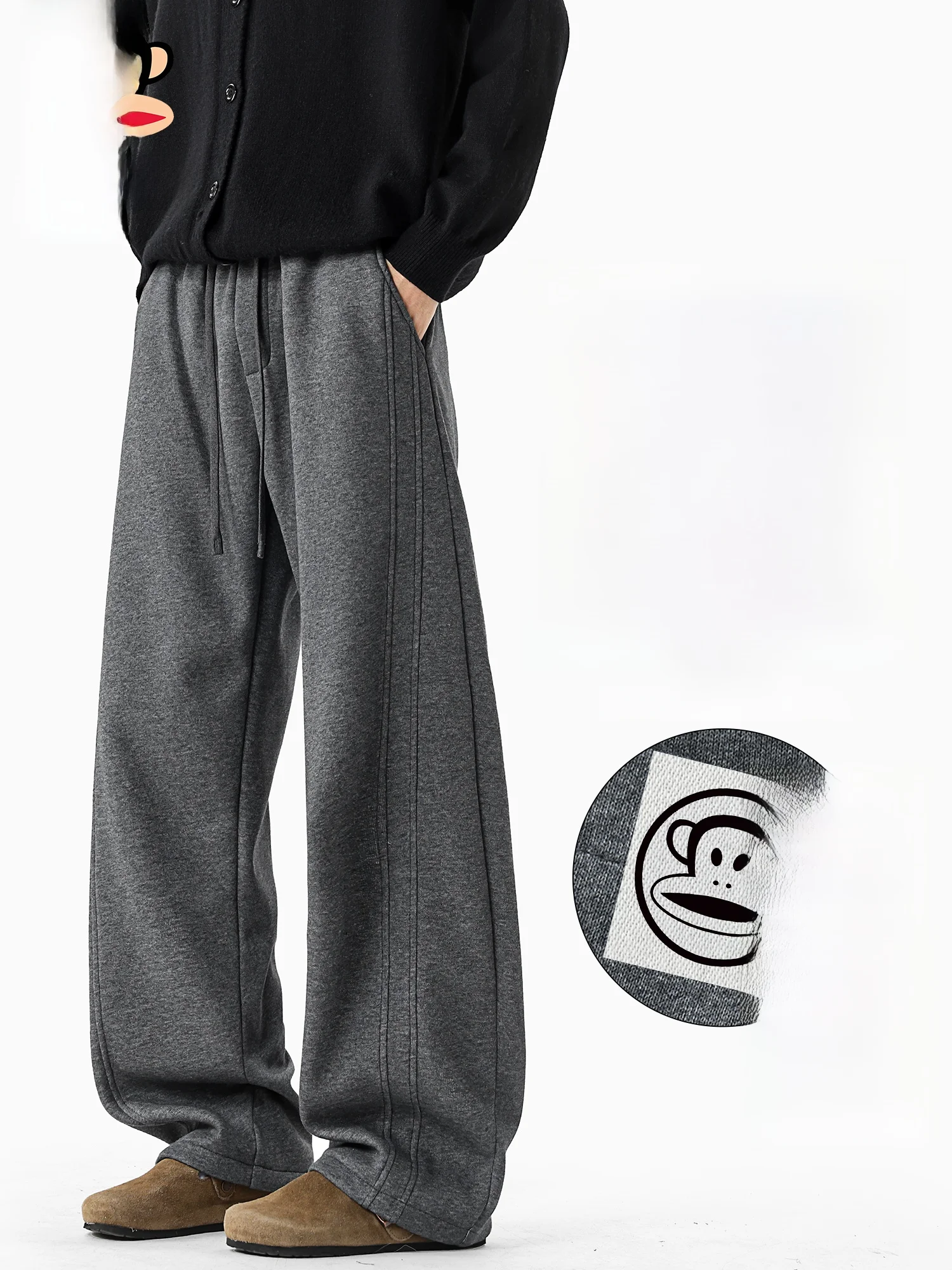 

Мужские свободные вязаные брюки Paul Frank с широкими штанинами, осенне-зимние, повседневные, из хлопка, дышащие, комфортные