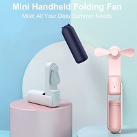 Mini Portable Fan 2000mAh USB Rechargeable 3 Speed Handheld Foldable Fan Hand Held Small Pocket Travel Fan with Handy Power Bank