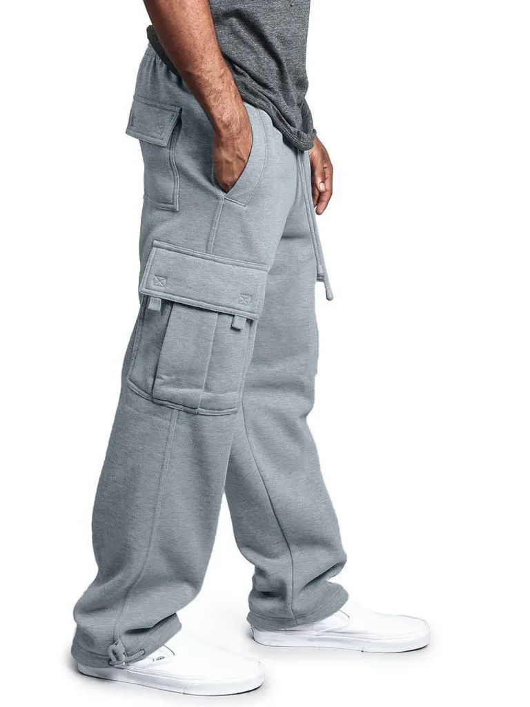 

Men's Casual Loose Fit Straight Leg Pants Pure Color Simple Design Versatile Comfortable Elastic Waist Youthful Spring Autumn