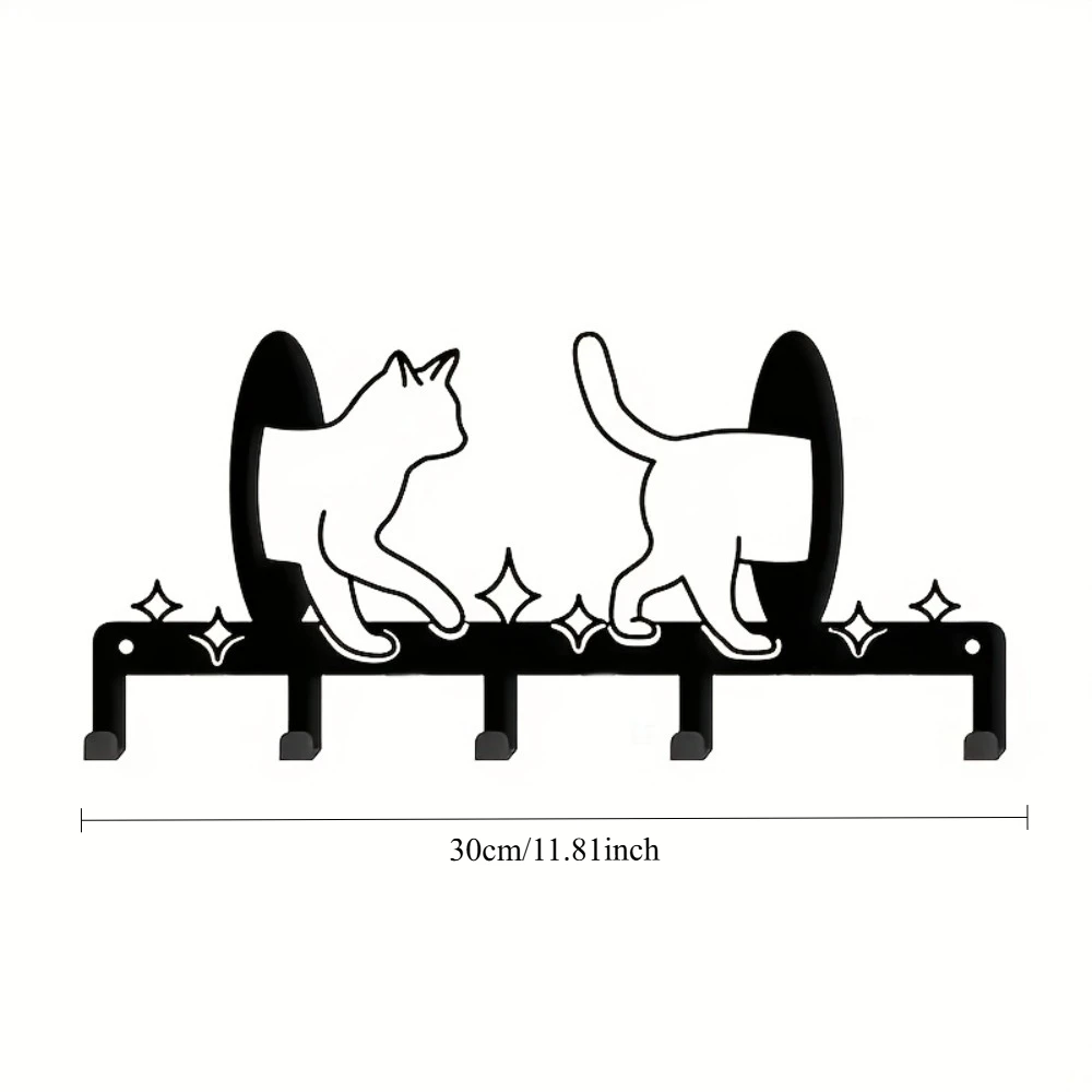 CIFBUY Wrought Iron Wall Key Holder Cat Leash Hook Organizer for Entryway Office Home Decor