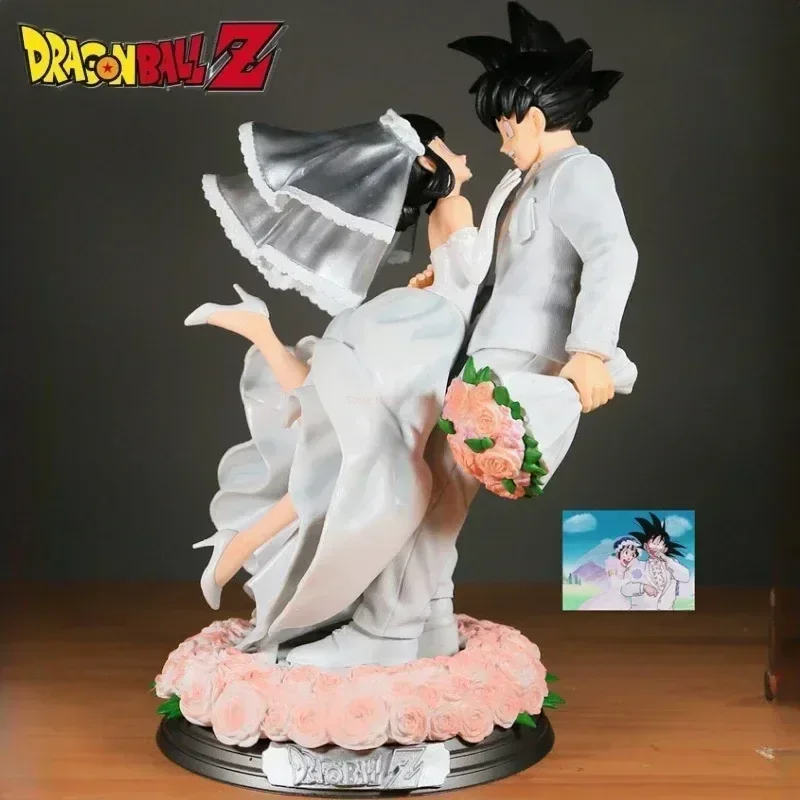 31-33cm Dragon Ball Sun Wukong y Qiqi figura de mano periférica de boda modelo ornamento figura de acción colección de decoración