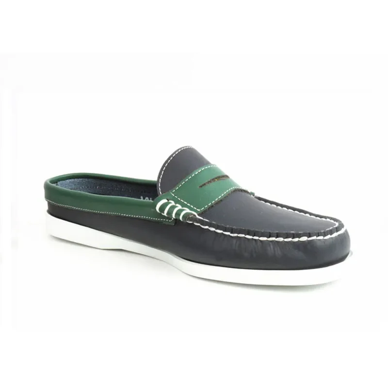 Men\'s Genuine Leather shoes Slip-On Dress On Slippers Loafers Lazy Person Half Shoe for Men Boat Shoes Fashion Half Slippers