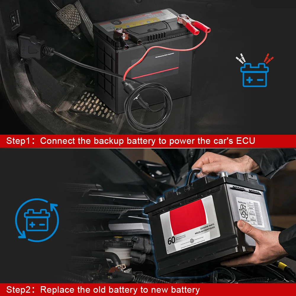 JFIND OBD2 Automotive Battery Replace Diagnostic Tool ECU Memory Saver Battery Plug Emergency Power Supply Cable