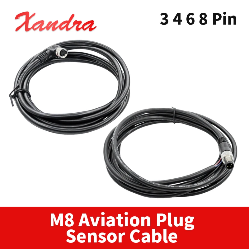 Waterproof M8 Aviation Plug Connector Cable Straight/Elbow Head Line 2M M8 Injection Molding Male Female 3 4 6 8 Pin Sensor Wire