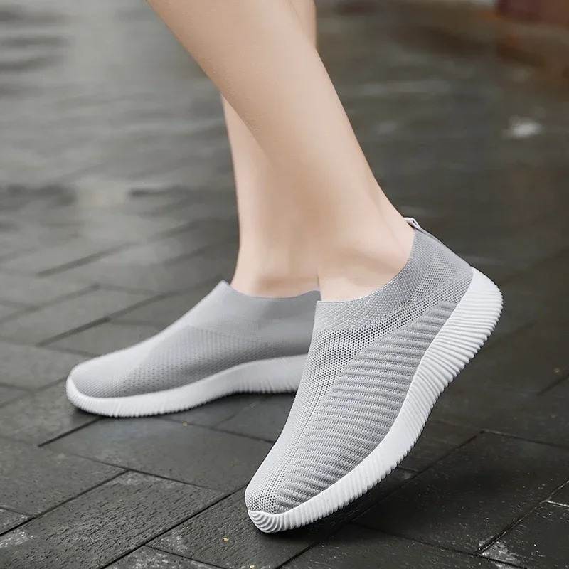 Women Vulcanized Shoes High Quality Women Sneakers Slip on Flats Shoes Women Loafers Plus Size 42 Walking Flat