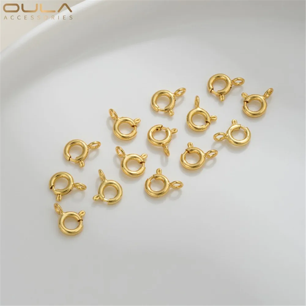 1pcs 14K Gold-plated Closed Spring Buckle Beaded Handcrafted Diy Material Bracelet Necklace Connection End Q-buckle Accessory