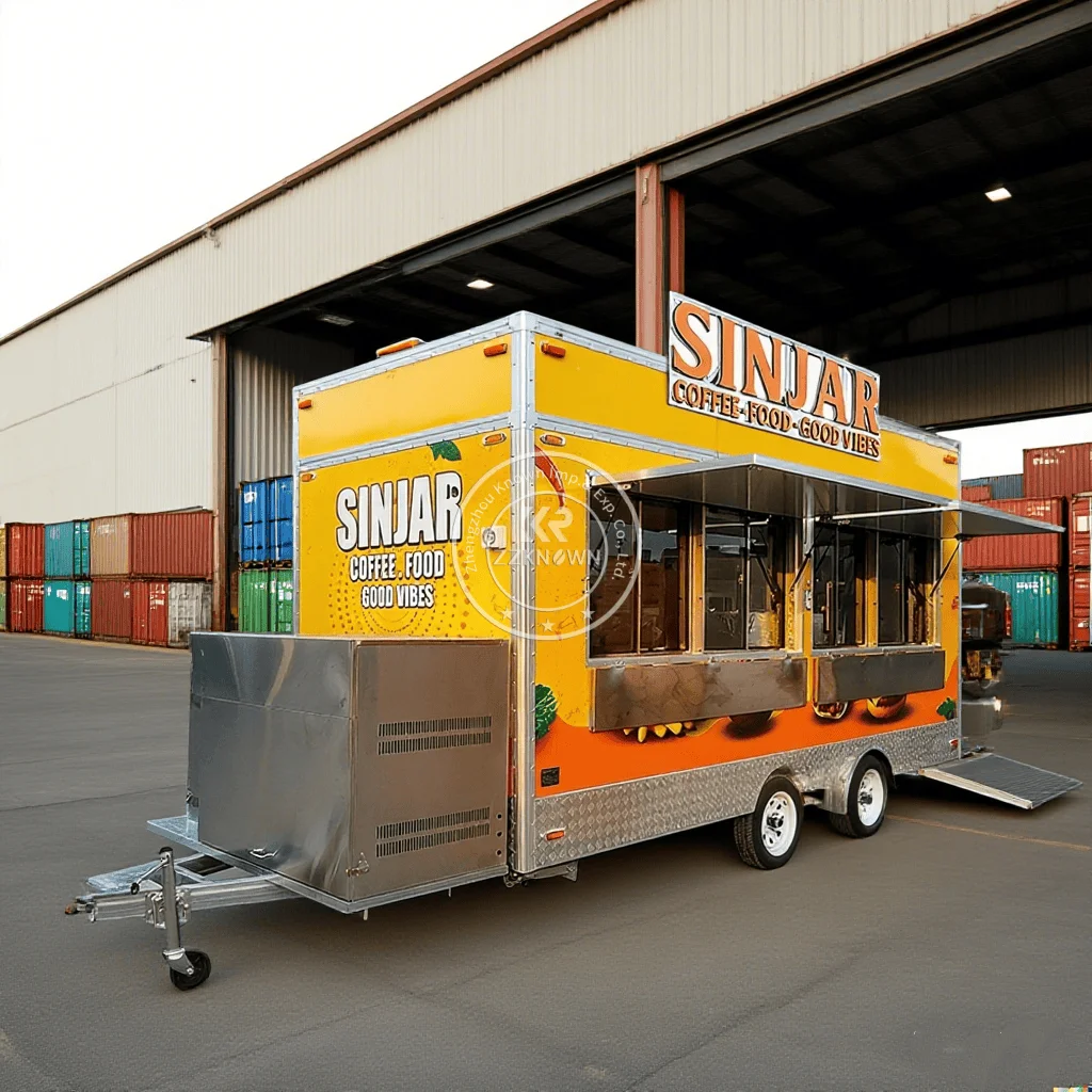 

Мобильный прицеп-фургон из нержавеющей стали для продажи закусок, пиццы, мороженого и кейтеринга